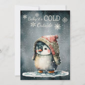 赤ちゃんペンギン 外は寒いよ シーズンカード (正面)