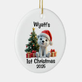 赤ちゃんホッキョクグマのクリスマス セラミックオーナメント (右)