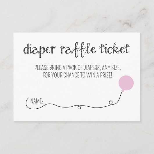 赤ちゃんポップ・アートのに準備ができたピンクおむつラッフルチケット エンクロージャーカード (正面)