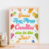 赤ちゃんポップ・アートののシャワーの準備ができてキャンディーの数を推測 ポスター