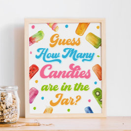 赤ちゃんポップ・アートののシャワーの準備ができてキャンディーの数を推測 ポスター