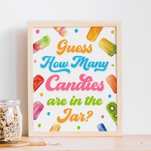 赤ちゃんポップ・アートののシャワーの準備ができてキャンディーの数を推測 ポスター