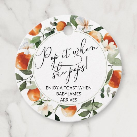 赤ちゃんポップ・アートののシャワーをポップするとオレンジ フェイバータグ (正面)