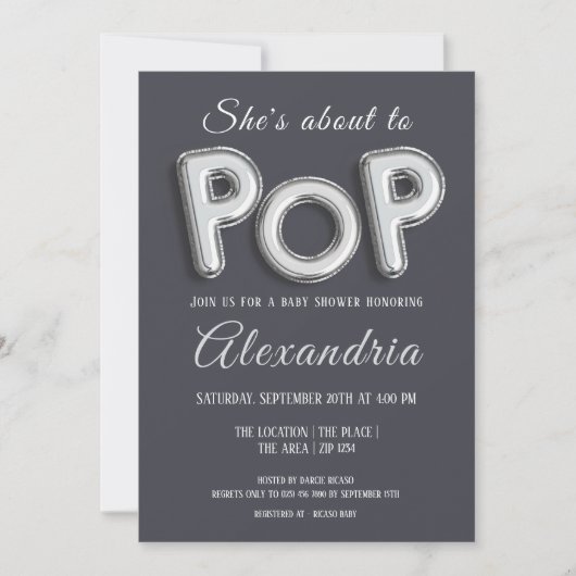 赤ちゃんポップ・アートののシャワーを浴びるユニセックス 招待状 (正面)