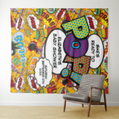 赤ちゃんポップ・アートのシャワーおもしろい写真の背景 タペストリー (インサイチュ(横))