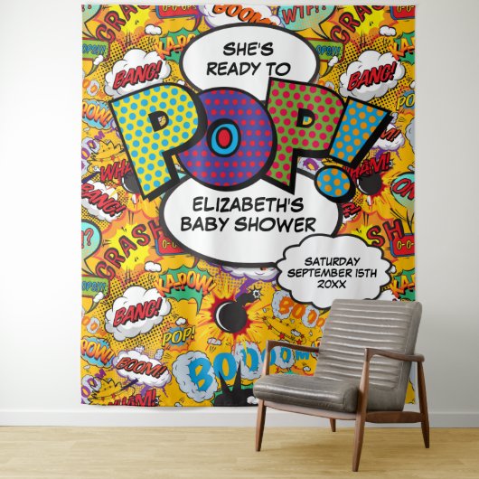 赤ちゃんポップ・アートのシャワーおもしろい写真の背景 タペストリー (インサイチュ)