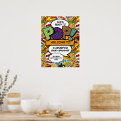 赤ちゃんポップ・アートのシャワーおもしろい歓迎サイン ポスター (キッチン)