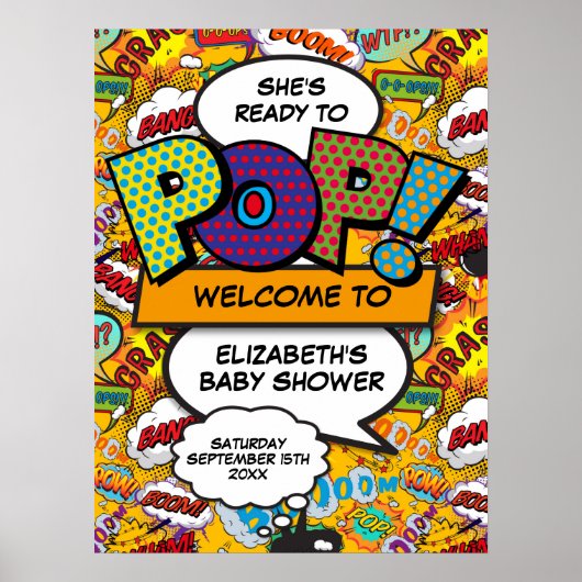 赤ちゃんポップ・アートのシャワーおもしろい歓迎サイン ポスター (正面)