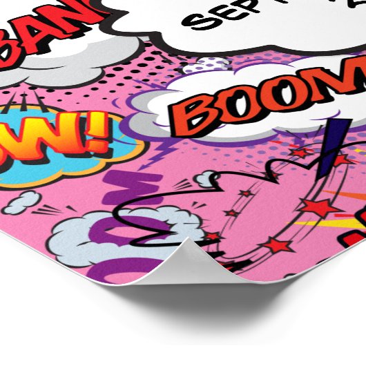 赤ちゃんポップ・アートのシャワーのピンクのウェルカムサイン ポスター (角)