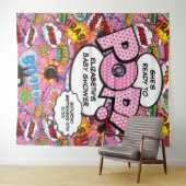 赤ちゃんポップ・アートのシャワーのピンクの写真の背景 タペストリー (インサイチュ(横))