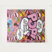 赤ちゃんポップ・アートのシャワーのピンクの写真の背景 タペストリー (正面(横))