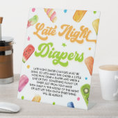 赤ちゃんポップ・アートのシャワーの準備ができた深夜おむつ 台座サイン (インサイチュ)