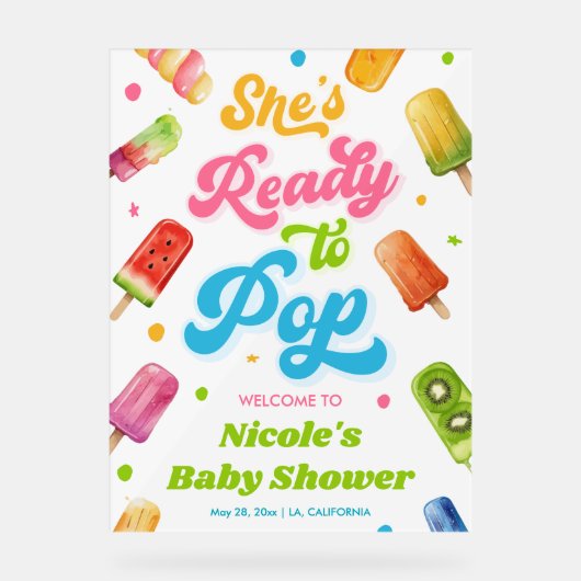 赤ちゃんポップ・アートのシャワーへようこそ アクリルサイン (正面)