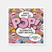 赤ちゃんポップ・アートのシャワーピンク漫画本 スタンダードカクテルナプキン (正面)