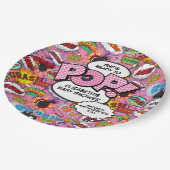 赤ちゃんポップ・アートのシャワーピンク漫画本 ペーパープレート (アングル)