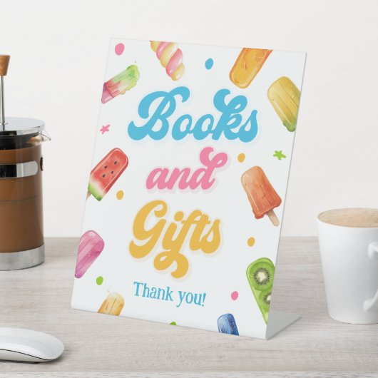 赤ちゃんポップ・アートのシャワー準備Ppopsicleの本とギフト 台座サイン (インサイチュ)