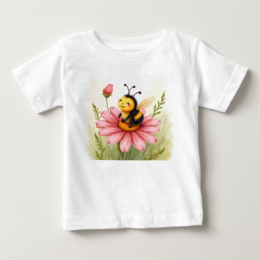 赤ちゃんマルハチハナバチのサンサン日光浴 ベビーTシャツ (正面)