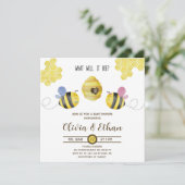 赤ちゃんミツバチの性別お披露目 ベビーシャワーの招待状 招待状 (スタンド正面)