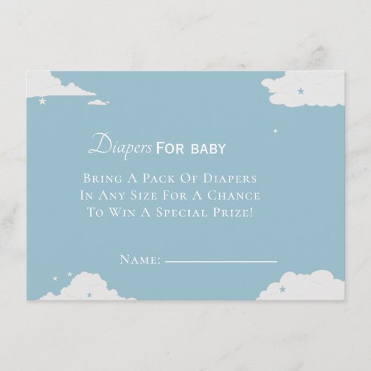 赤ちゃんミニマルの男の赤ちゃんシャワー用の青おむつ エンクロージャーカード (正面)