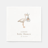 赤ちゃんミニマルシャワー水彩コウノトリ スタンダードカクテルナプキン (正面)