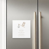 赤ちゃんミニマルシャワー水彩コウノトリ マグネット招待状