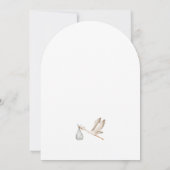赤ちゃんミニマルシャワー水彩コウノトリ 招待状 (裏面)