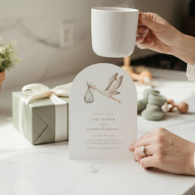 赤ちゃんミニマルシャワー水彩コウノトリ