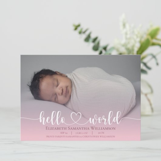 赤ちゃんモダンの女の子の発表写真スクリプト 案内状 (スタンド正面)