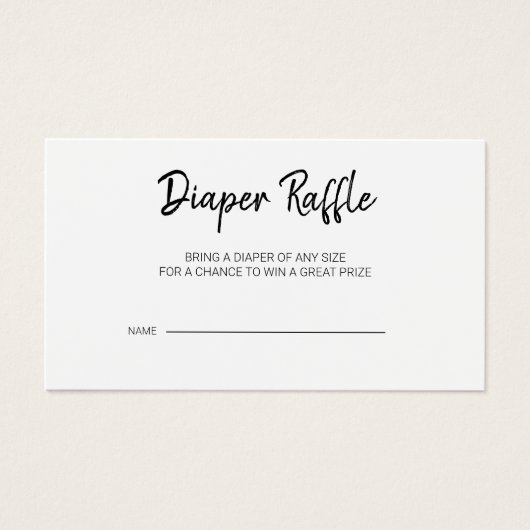 赤ちゃんモダンシャワーおむつラッフル外装カード (正面)