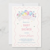 赤ちゃんモダンシャワーテーマワイルドフラワーバルーン 招待状 (正面)