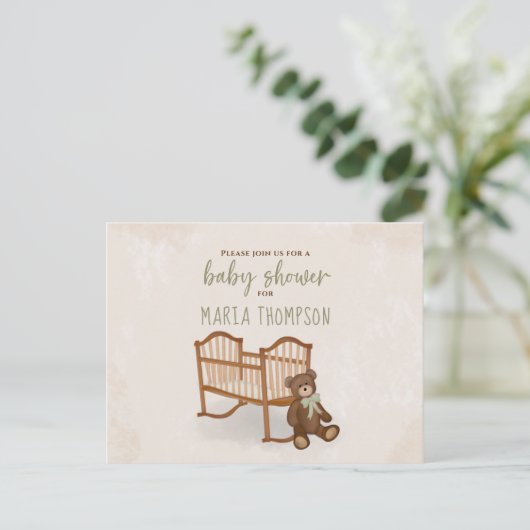 赤ちゃんモダンシャワー水彩剥製動物 ポストカード (スタンド正面)