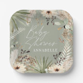 赤ちゃんモダンシャワー素朴なススキ葉 ペーパープレート (正面)