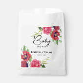 赤ちゃんモダンシャワー赤ピンクの花と淡いピンク フェイバーバッグ (正面)