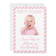 赤ちゃんユーモアのあるガール生誕生日会の招待状