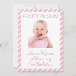 赤ちゃんユーモアのあるガール生誕生日会の招待状 招待状