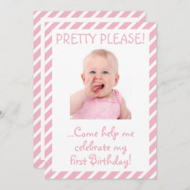 赤ちゃんユーモアのあるガール生誕生日会の招待状 招待状