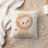 赤ちゃんライオンの保育園 - 子供部屋のための可愛い動物のプリント クッション (ブランケット)