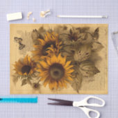 赤ちゃんヴィンテージひまわり蝶 薄葉紙 (クラフト)