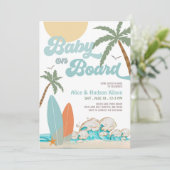 赤ちゃん乗船中！ベイビーシャワー スプリンクル サーフィン シャワー 招待状 (スタンド正面)