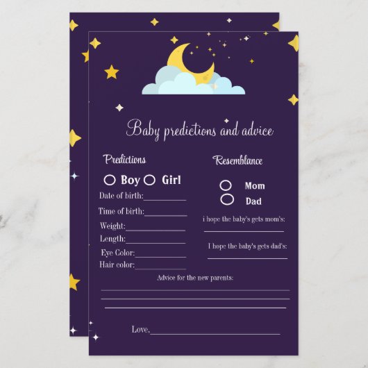 赤ちゃん予想とアドバイスのベビーシャワーゲーム (正面/裏面)