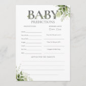 赤ちゃん予想グリーン ベビーシャワー ゲーム カード (正面)
