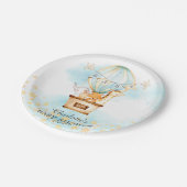 赤ちゃん動物たち，熱気球ベビーシャワー7"プレート ペーパープレート (アングル)