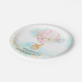 赤ちゃん動物たち，熱気球ベビーシャワー7"プレート ペーパープレート (アングル)