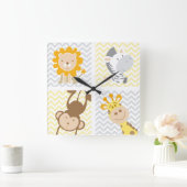 赤ちゃん動物のイラストレーション スクエア壁時計 (ホーム)