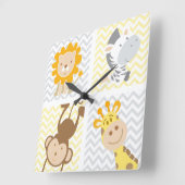 赤ちゃん動物のイラストレーション スクエア壁時計 (傾斜)
