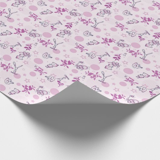 赤ちゃん動物のヴィンテージを表示するパターン ラッピングペーパー (角)