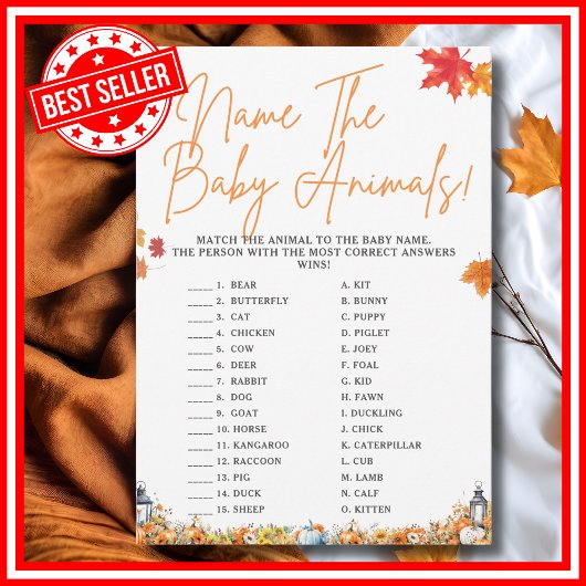 赤ちゃん動物の名前を当てよう！ ベビーシャワーゲーム 可愛いクマちゃん 招待状