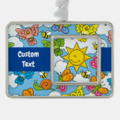 赤ちゃん動物の背景 シルバープレートフレームオーナメント (正面)