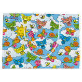 赤ちゃん動物の背景 ラージペーパーバッグ (裏面)