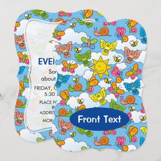 赤ちゃん動物の背景 招待状 (正面/裏面)